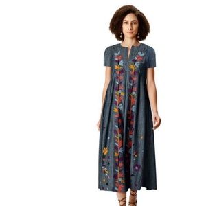 eShakti Wayward Fancies Chambray Cotton Dress Size 1X-16W